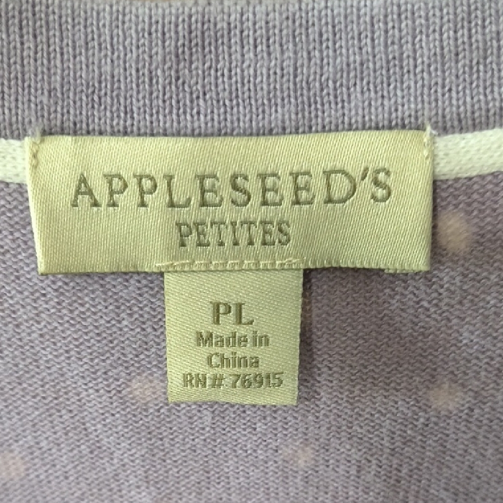 Appleseed's Lavender Polka Dot Cardigan Sweater Size PL - Picture 2 of 6